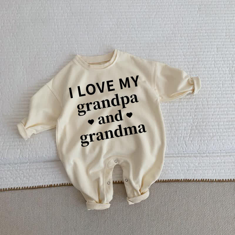 I LOVE MY GRANDPA AND GRANDMA Baby Beige Romper - Beige - 2-3T - image 1