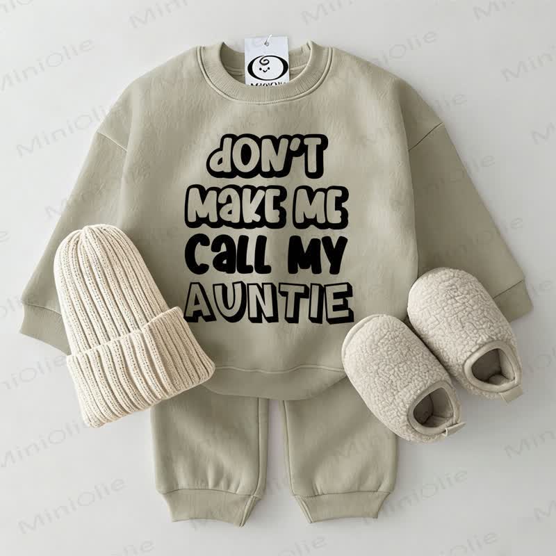 DON'T MAKE ME CALL MY AUNTIE Baby Grey Green 2-piece Set - Grey Green - 2-3T - image 1