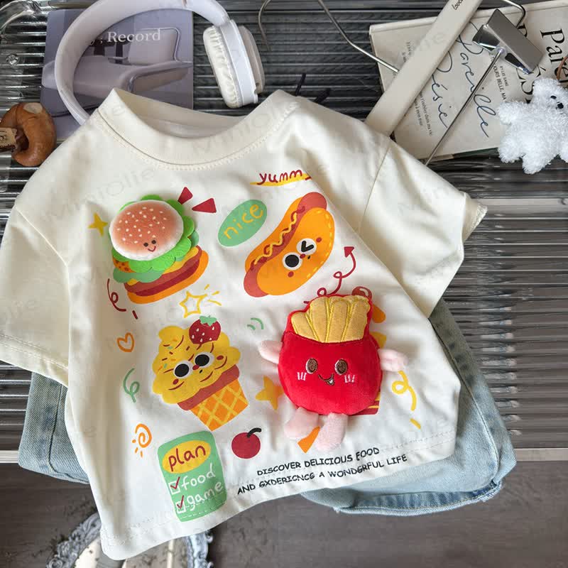 YUMMY Toddler Food Print T Shirt - Beige - 190cm - image 1