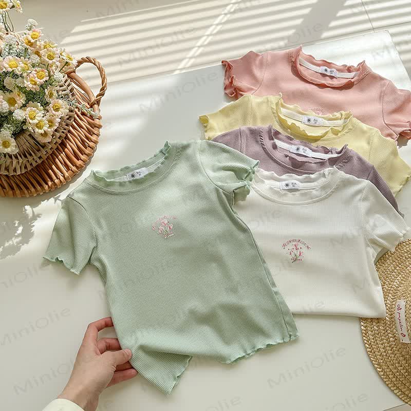Toddler Girl Ribbed Floral T-Shirt - image 4