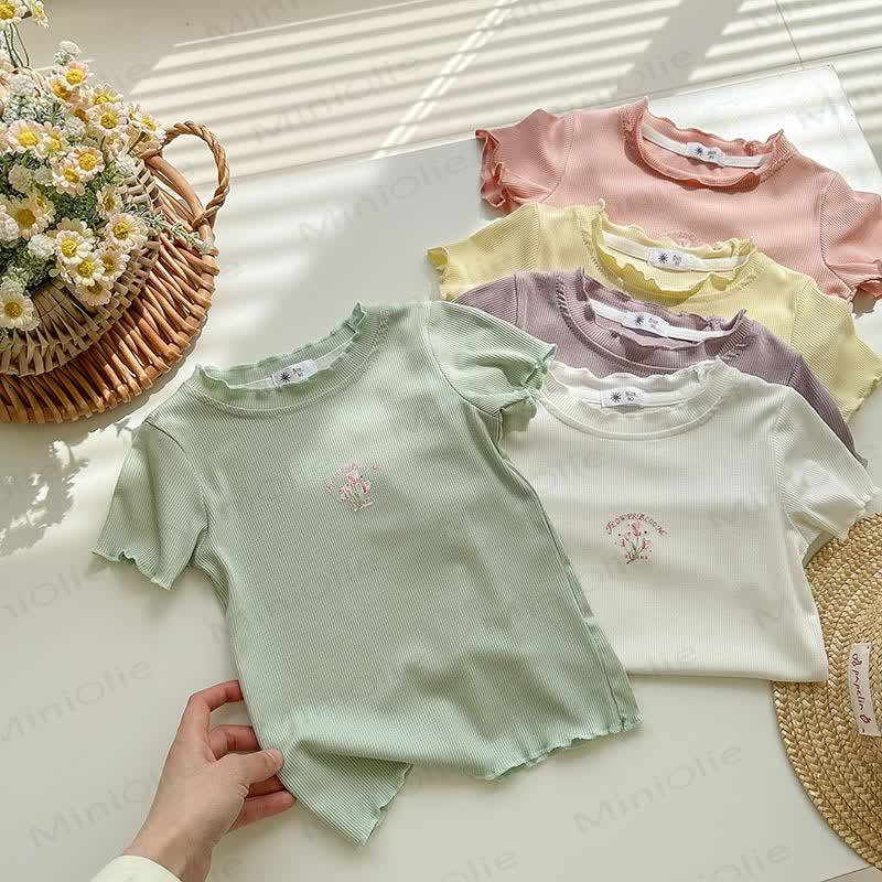 Toddler Girl Ribbed Floral T-Shirt - image 4