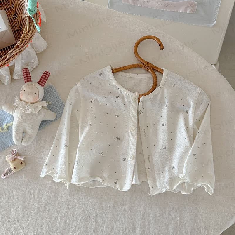 Baby Bow Ruffle Trim Knit Cardigan - image 2