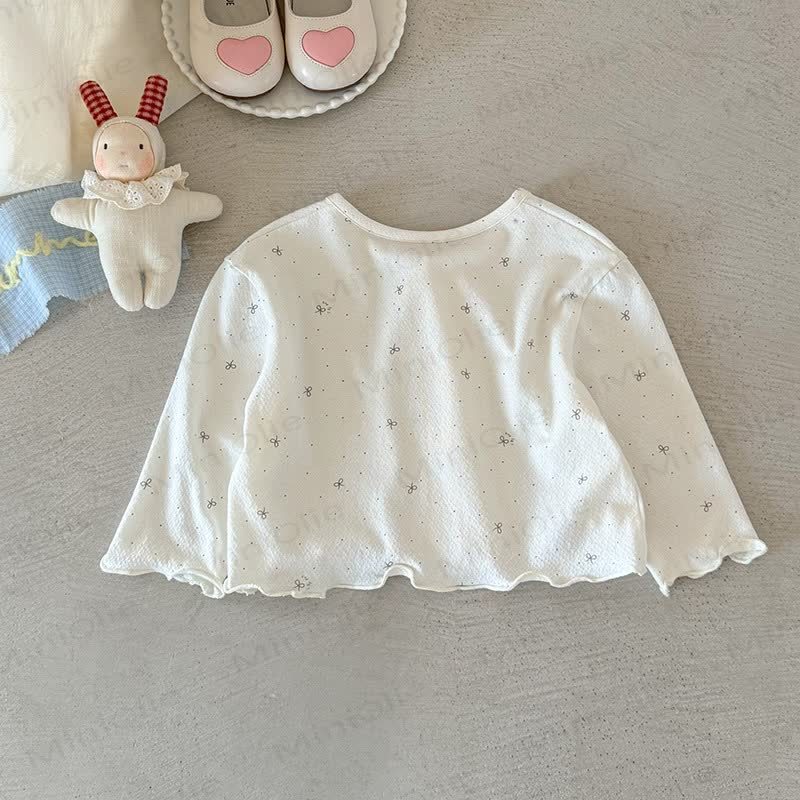 Baby Bow Ruffle Trim Knit Cardigan - image 3