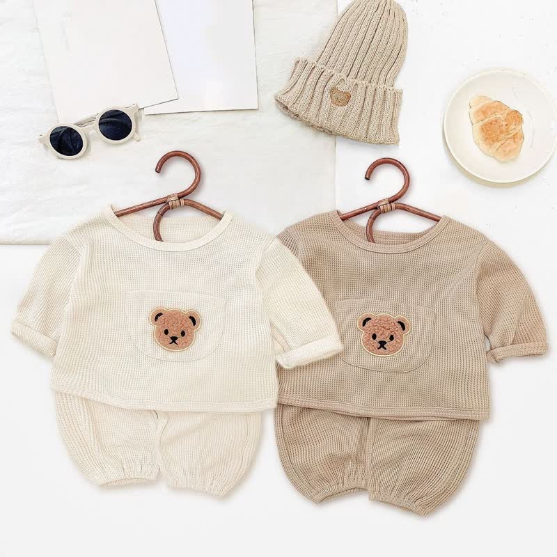 Baby Bear Pocket Waffle Top and Pants 2-piece Set - image 1