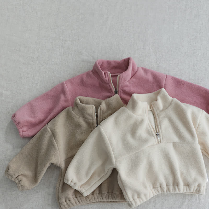 Toddler Baby Solid Color Half Zip Fleece Top and Pants 2-piece Set - image 8
