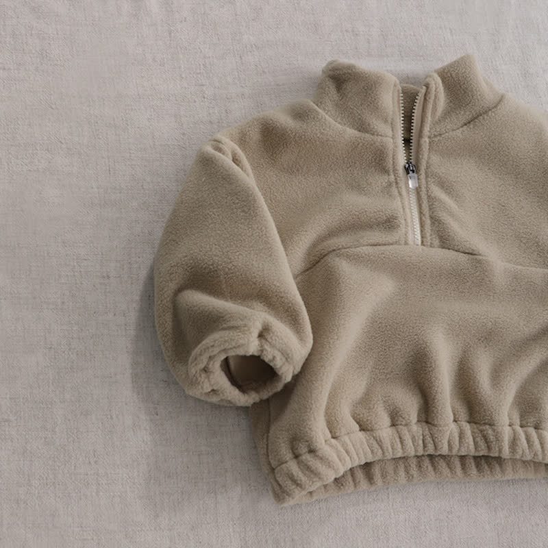 Toddler Baby Solid Color Half Zip Fleece Top and Pants 2-piece Set - image 10