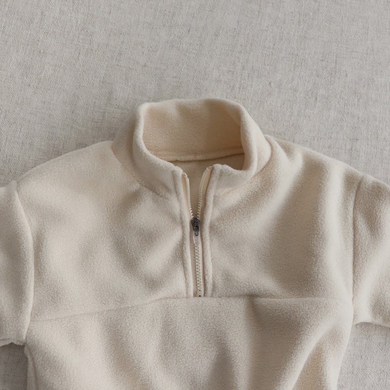 Toddler Baby Solid Color Half Zip Fleece Top and Pants 2-piece Set - image 9