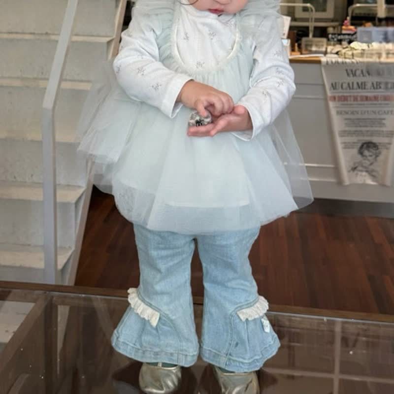 Toddler Girl Blue Ruffle Hem Flare Denim Pants - image 3