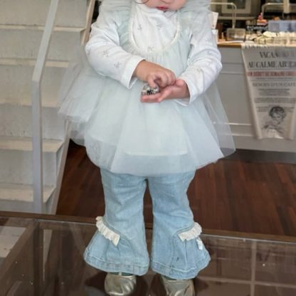 Toddler Girl Blue Ruffle Hem Flare Denim Pants - image 3