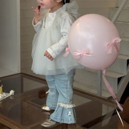 Toddler Girl Blue Ruffle Hem Flare Denim Pants - image 5