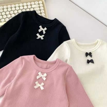 Baby Girl Bow Ribbed Long Sleeve Lounge Top and Pants 2-piece Set - image 6
