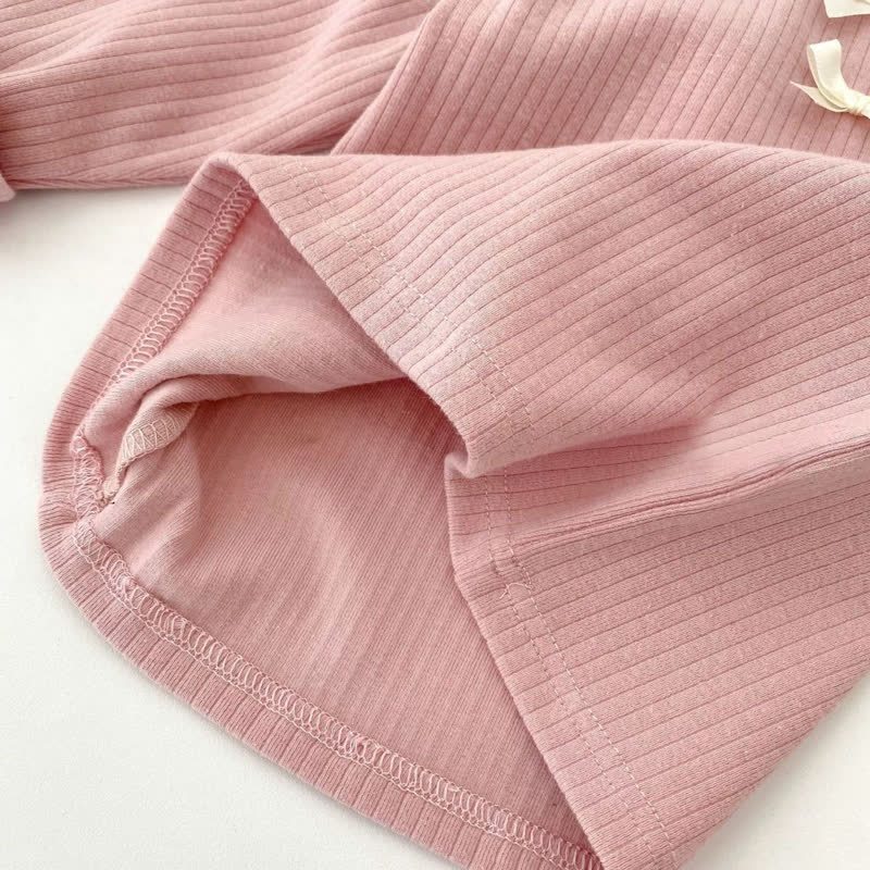 Baby Girl Bow Ribbed Long Sleeve Lounge Top and Pants 2-piece Set - image 8