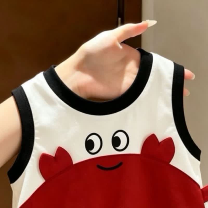 Toddler Baby Smiley Crab Applique Tank and Shorts 2-piece Set - image 3