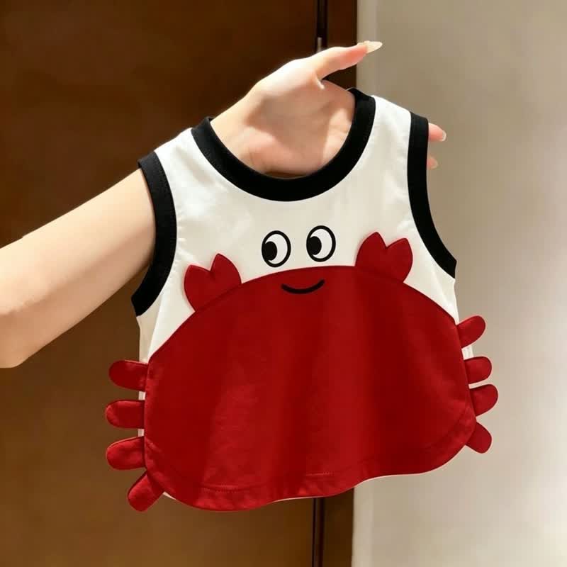 Toddler Baby Smiley Crab Applique Tank and Shorts 2-piece Set - Black - 6-7T - image 2