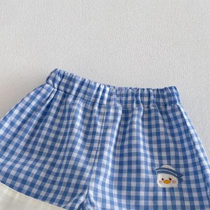 Baby Toddler Blue Gingham Duck Print Top and Shorts 2-piece Set - image 8