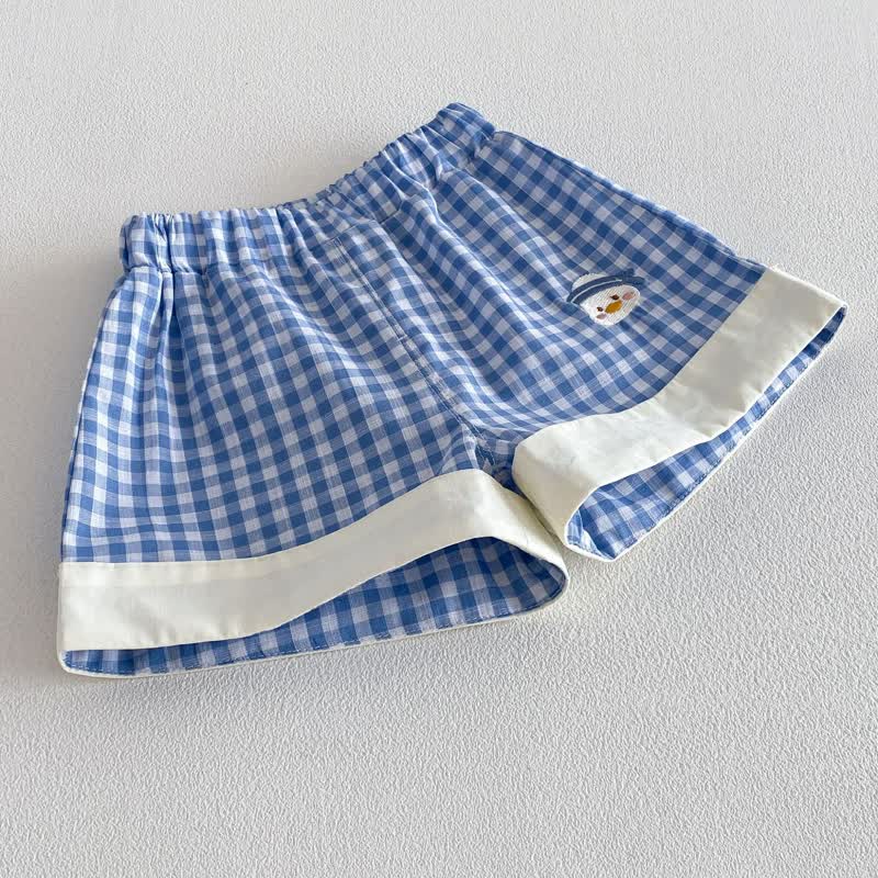 Baby Toddler Blue Gingham Duck Print Top and Shorts 2-piece Set - image 7