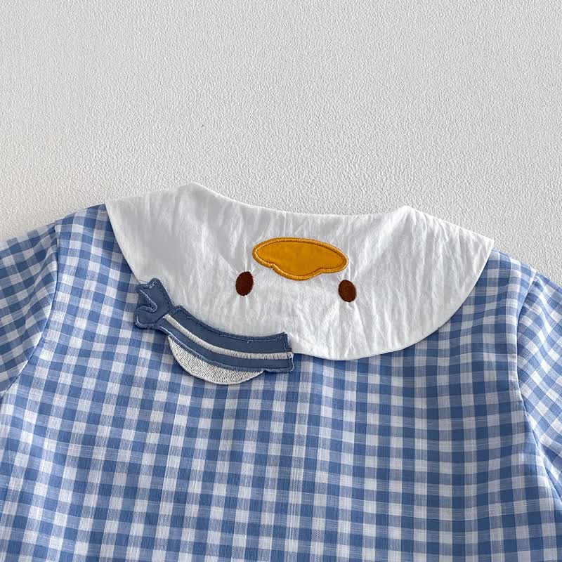 Baby Toddler Blue Gingham Duck Print Top and Shorts 2-piece Set - image 4