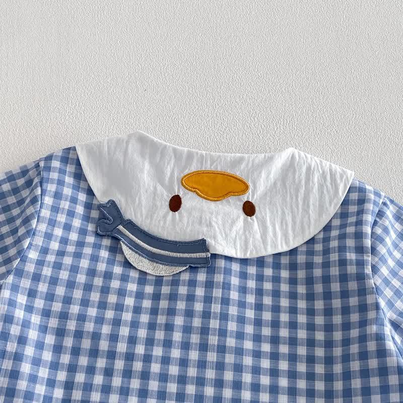 Baby Toddler Blue Gingham Duck Print Top and Shorts 2-piece Set - image 4