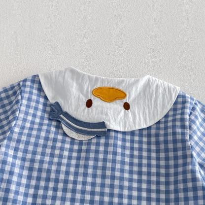 Baby Toddler Blue Gingham Duck Print Top and Shorts 2-piece Set - image 4