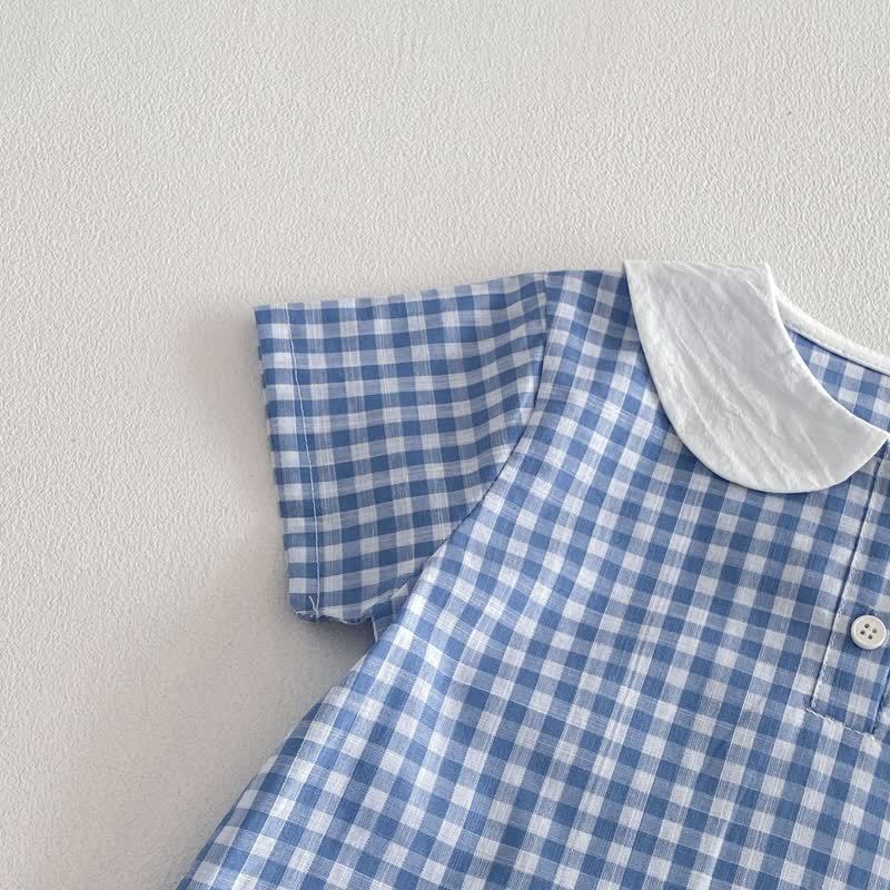 Baby Toddler Blue Gingham Duck Print Top and Shorts 2-piece Set - image 5