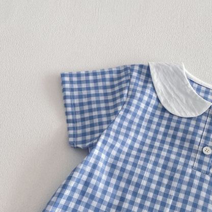 Baby Toddler Blue Gingham Duck Print Top and Shorts 2-piece Set - image 5