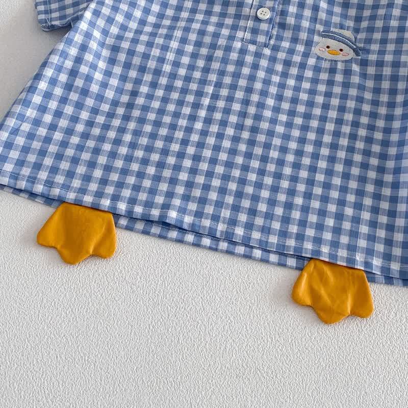 Baby Toddler Blue Gingham Duck Print Top and Shorts 2-piece Set - image 6