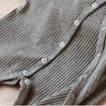 Baby Soft Ribbed Long Sleeve Snap Front Romper - image 3