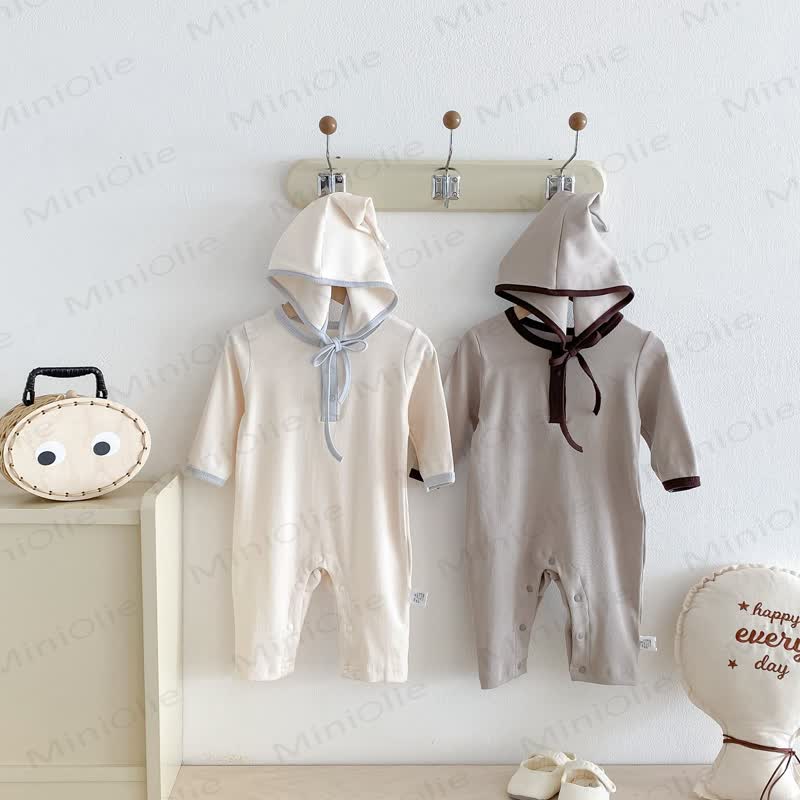 Baby Color Block Romper with Hat - image 2