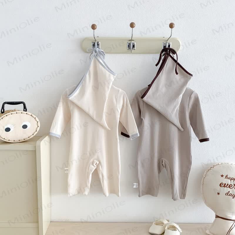 Baby Color Block Romper with Hat - image 3