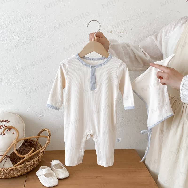 Baby Color Block Romper with Hat - image 5