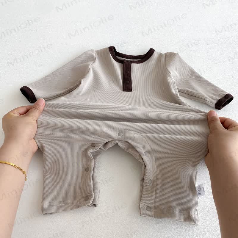 Baby Color Block Romper with Hat - image 12