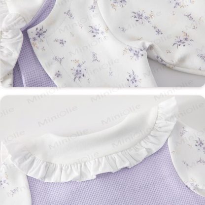 Baby Floral Ruffle Collar Waffle Long Sleeve Romper - image 5