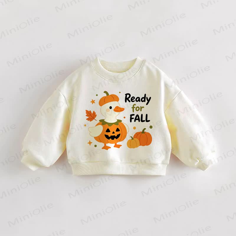 READY FOR FALL Baby Toddler Pumpkin Duck Sweatshirt - Cream - 3-5T - image 1
