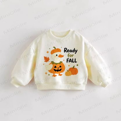 READY FOR FALL Baby Toddler Pumpkin Duck Sweatshirt - Cream - 3-5T - image 1