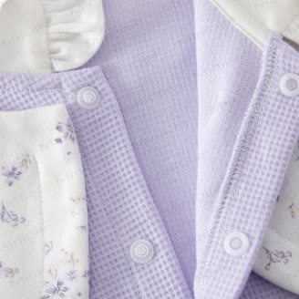 Baby Floral Ruffle Collar Waffle Long Sleeve Romper - image 3