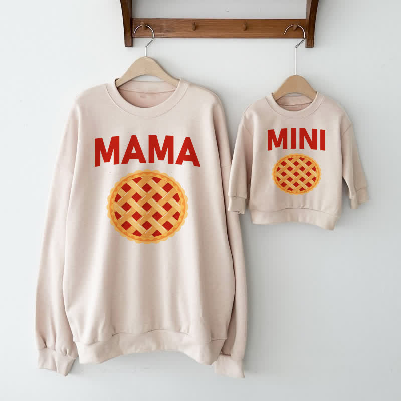 MAMA/MINI Family Pizza Beige Sweatshirt - image 1