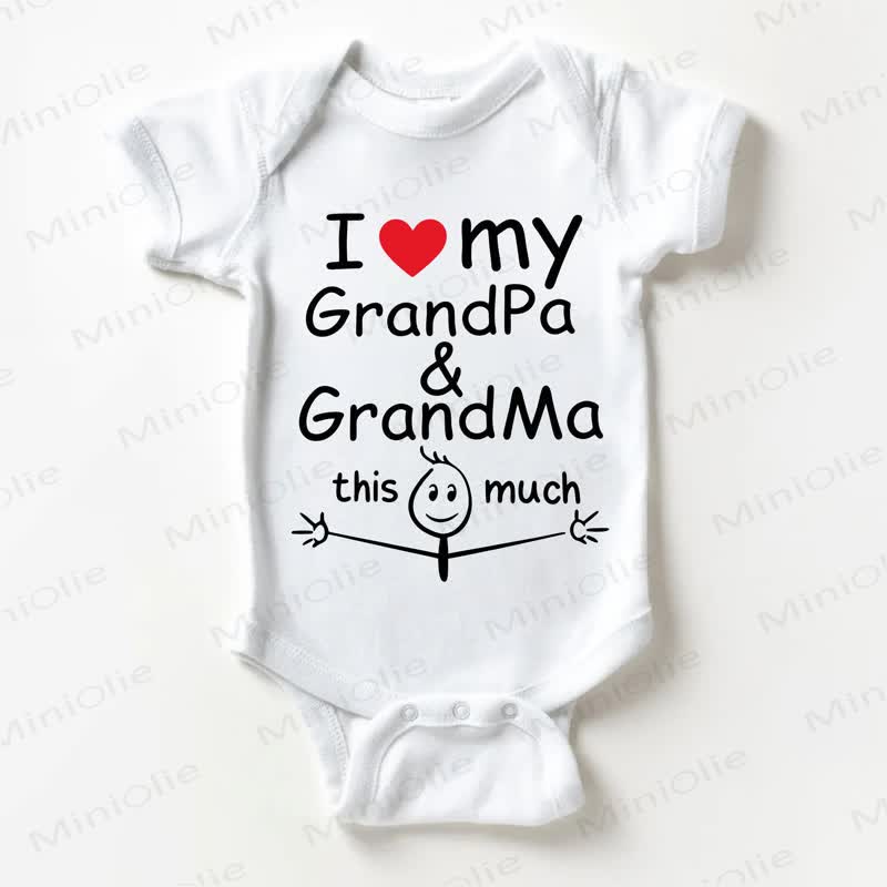 I LOVE MY GRANDPA & GRANDMA THIS MUCH Baby White Bodysuit - White - 18-24M - image 1