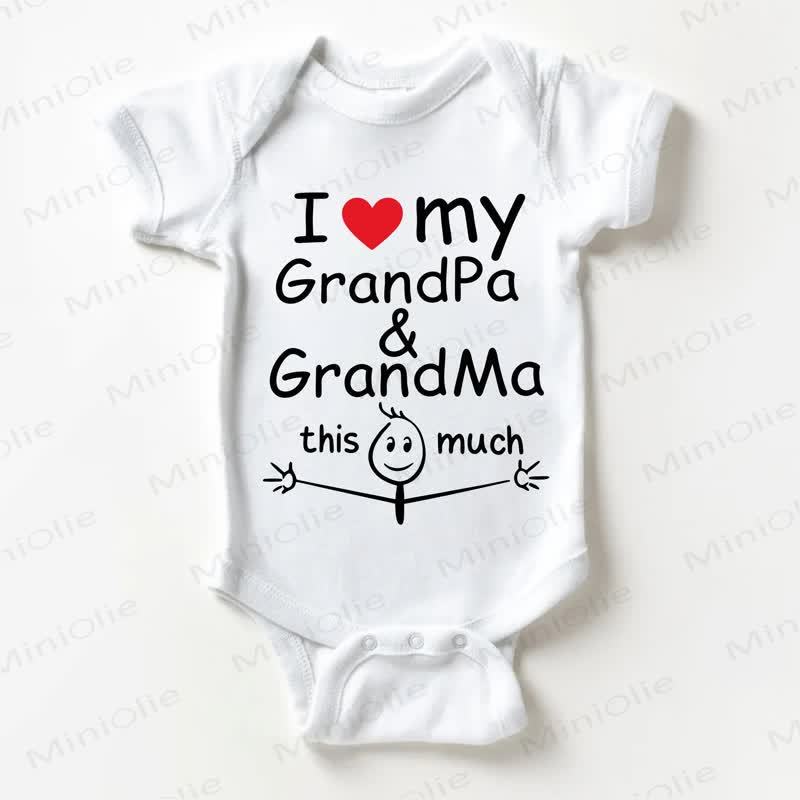 I LOVE MY GRANDPA & GRANDMA THIS MUCH Baby White Bodysuit - White - 18-24M - image 1