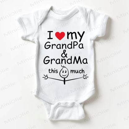 I LOVE MY GRANDPA & GRANDMA THIS MUCH Baby White Bodysuit - White - 18-24M - image 1