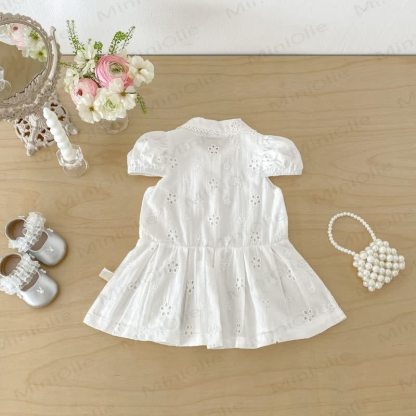 Baby Girl Vintage Hollow Puff Sleeve Dress - image 3