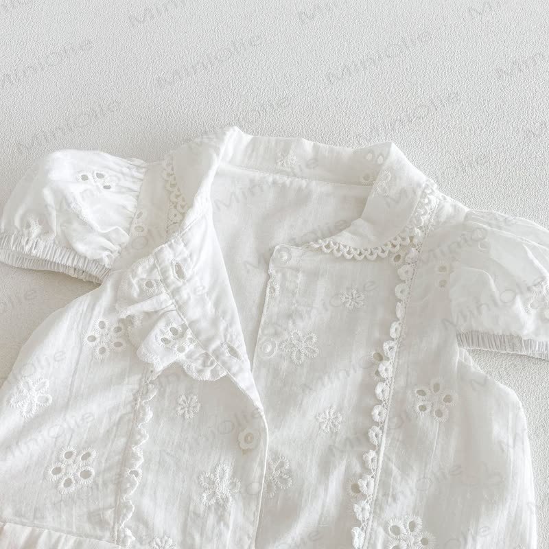 Baby Girl Vintage Hollow Puff Sleeve Dress - image 7
