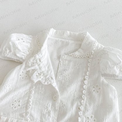 Baby Girl Vintage Hollow Puff Sleeve Dress - image 7