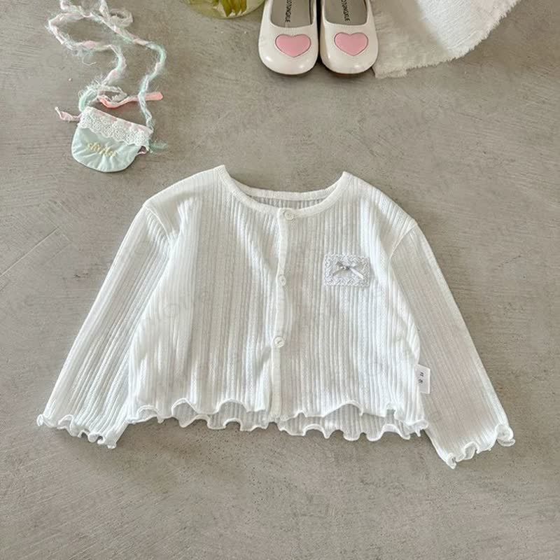 Baby Toddler Sweet Bow Ribbed Cardigan - White - 4-5T - image 3