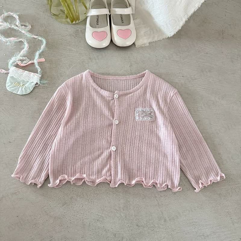 Baby Toddler Sweet Bow Ribbed Cardigan - Pink - 4-5T - image 8