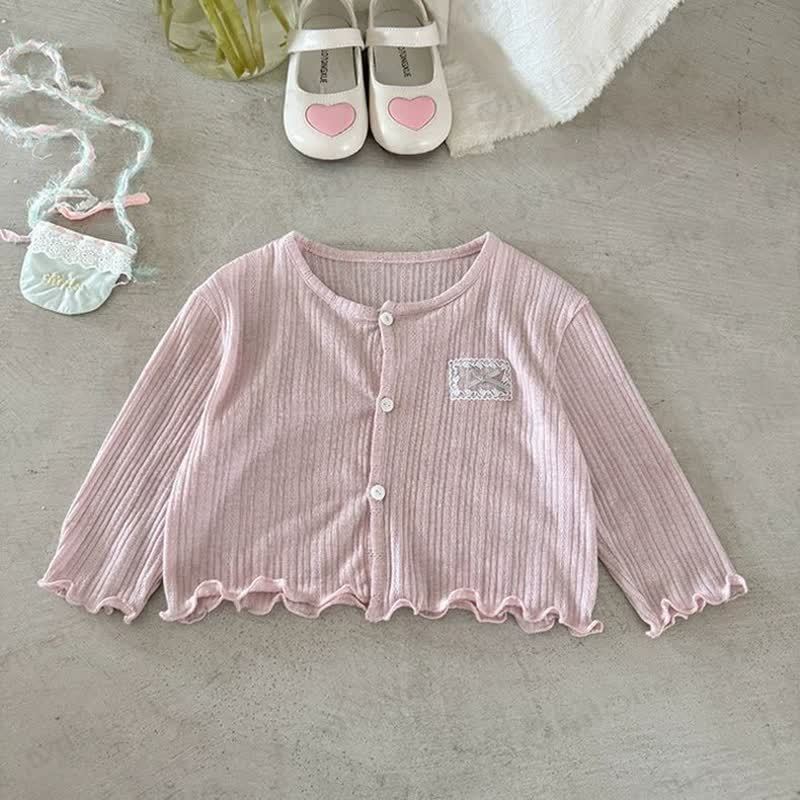 Baby Toddler Sweet Bow Ribbed Cardigan - Pink - 4-5T - image 8