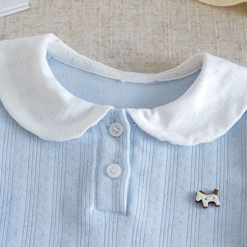 Toddler Ribbed Peter Pan Collar Short Sleeve T-Shirt - image 7