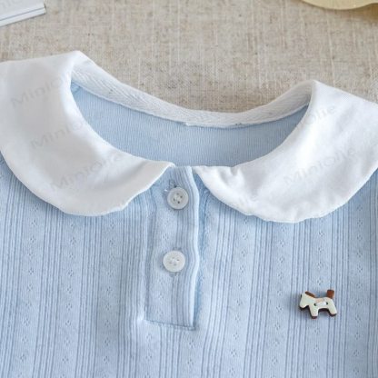 Toddler Ribbed Peter Pan Collar Short Sleeve T-Shirt - image 7