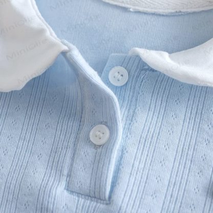 Toddler Ribbed Peter Pan Collar Short Sleeve T-Shirt - image 11