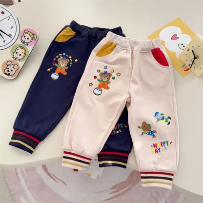 HAPPY DAY Toddler Bear Patch Contrast Pocket Jogger Pants - image 1