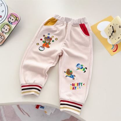 HAPPY DAY Toddler Bear Patch Contrast Pocket Jogger Pants - Beige - 6-7T - image 2